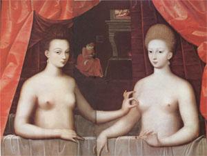 School of Fontainebleau Gabrielle d'Estrees and One of Her Sisters (mk05) Spain oil painting art